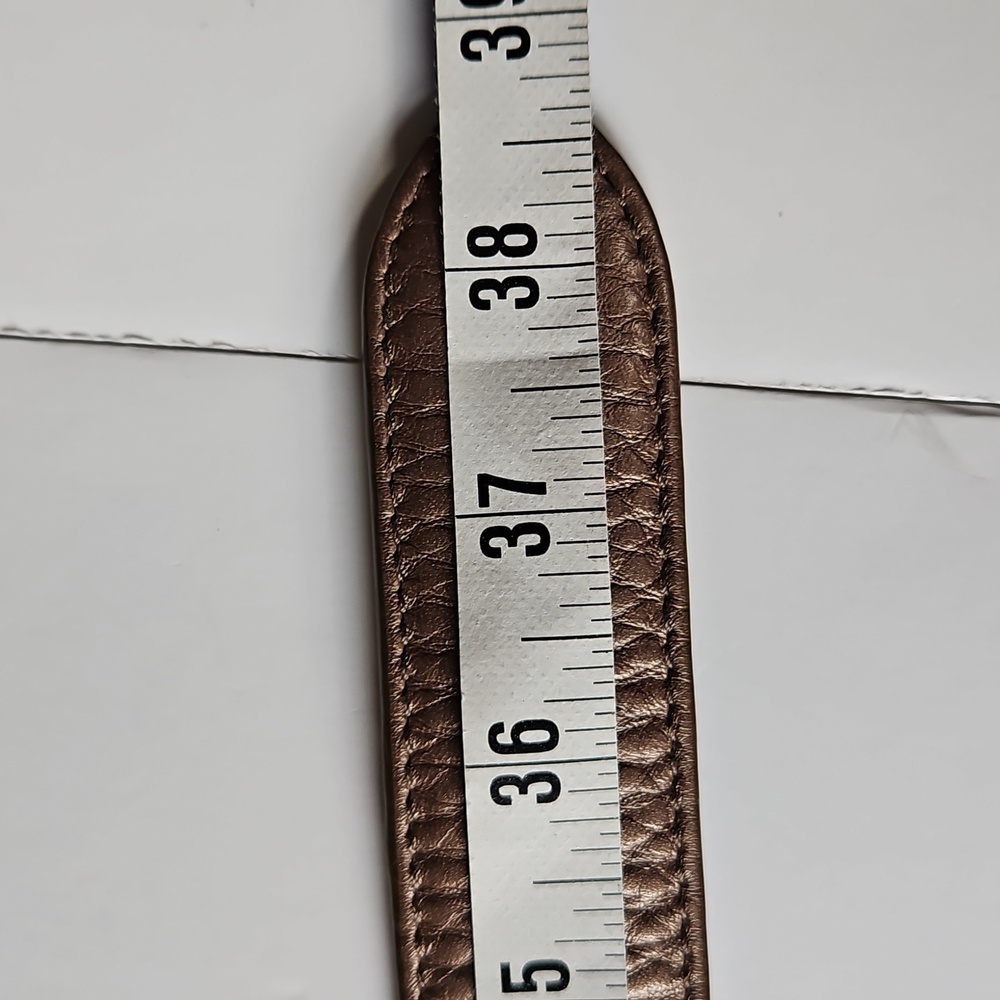 Cole Haan M Pebble Bronze Leather Belt Oval Silvertone Hardware  Grunge Indie - Picture 7 of 10